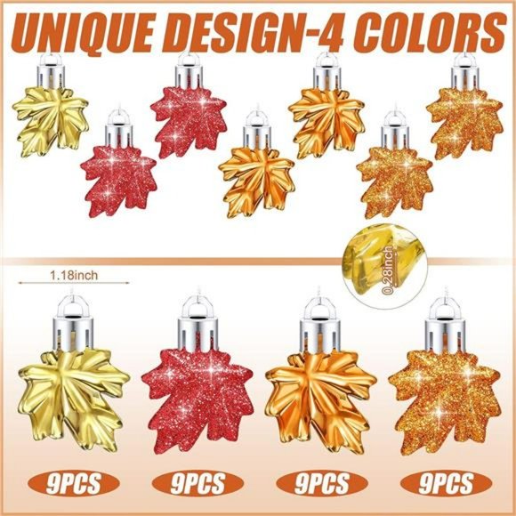 36 Pcs Fall Ornament Thanksgiving Small Tree Maple Leaf Hanging Ornament - Picture 3 of 6